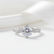 1.0 Ct Round D Color Diamond Option Engagement Ring-Black Diamonds New York