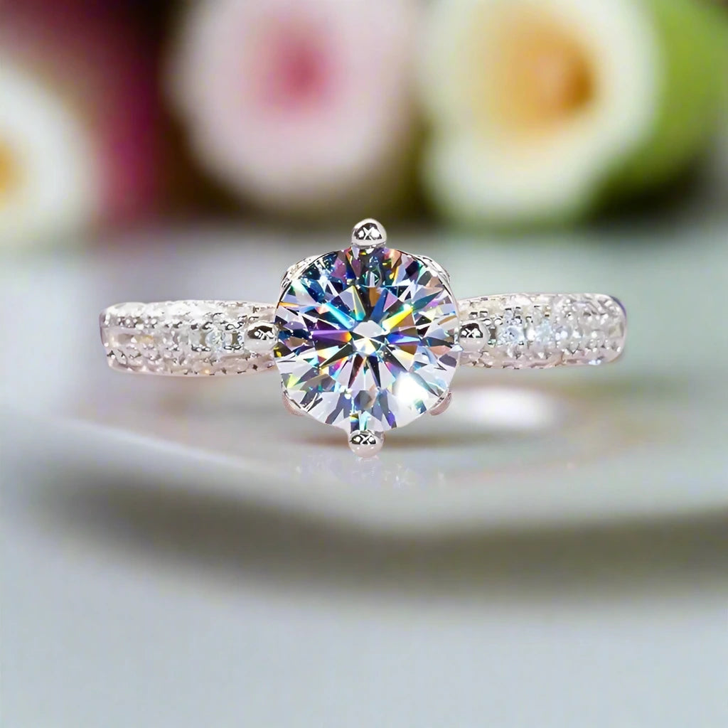 1.0 Ct Round D Color Diamond Engagement Ring-Black Diamonds New York