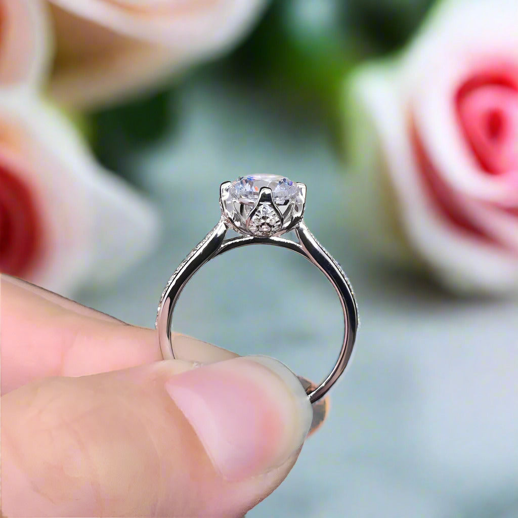 1.0 Ct Round D Color Diamond Engagement Ring-Black Diamonds New York