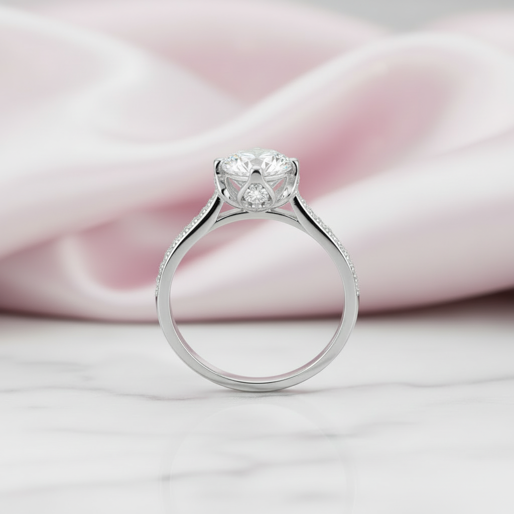 1.0 Ct Round D Color Diamond Option Engagement Ring-Black Diamonds New York
