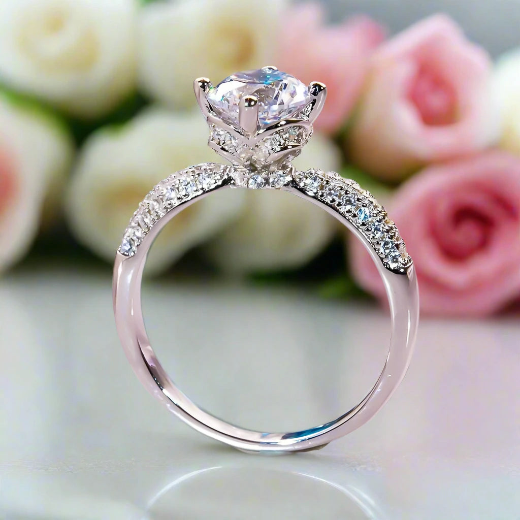 1.0 Ct Round D Color Diamond Engagement Ring-Black Diamonds New York