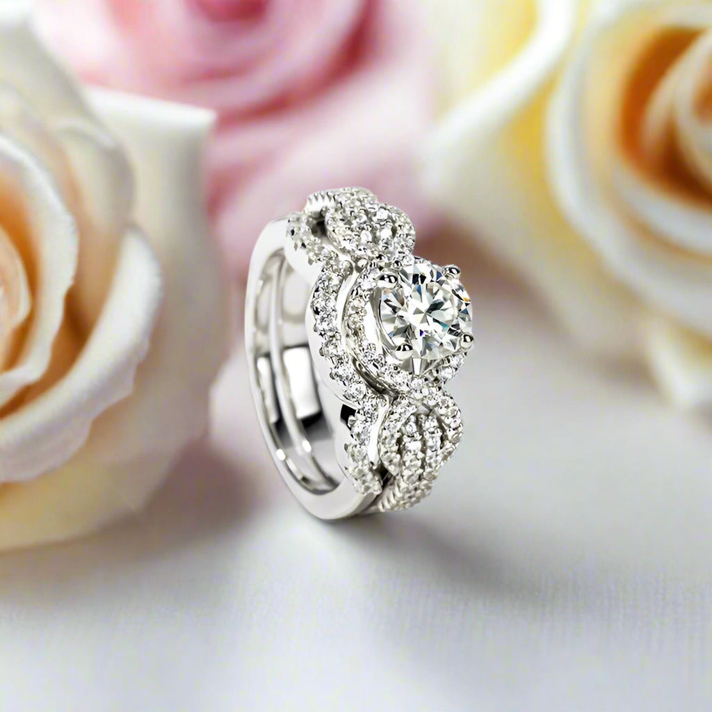 1.0 Ct Round D Color Diamond Engagement Ring Set-Black Diamonds New York