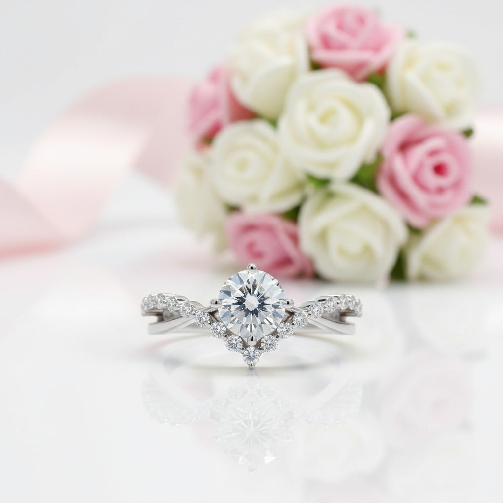 1.0 Ct Round Diamond Engagement Ring-Black Diamonds New York