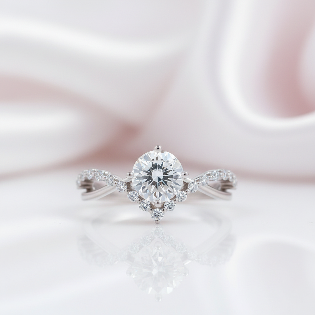 1.0 Ct Round Diamond Engagement Ring-Black Diamonds New York