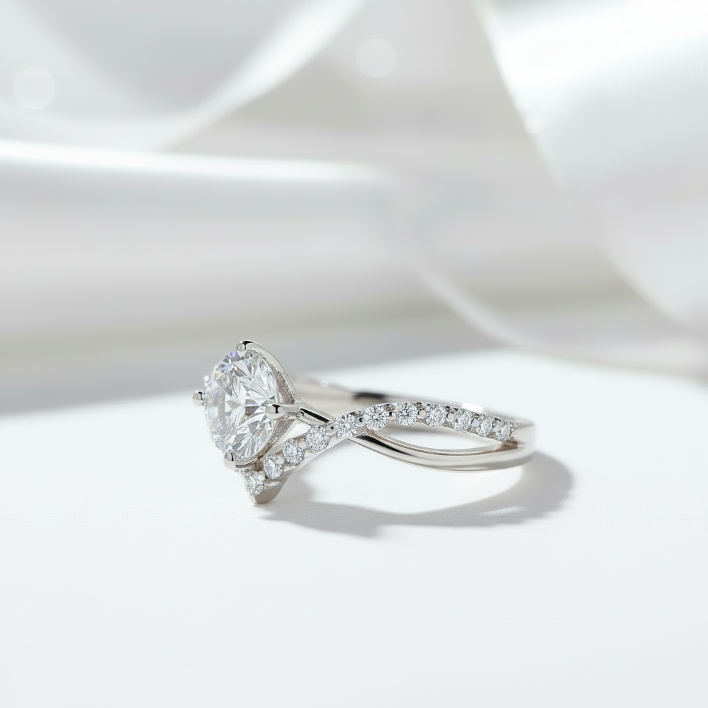 1.0 Ct Round Diamond Engagement Ring-Black Diamonds New York