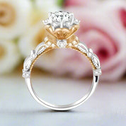 1.0 Ct Round Diamond Flower Engagement Ring-Black Diamonds New York
