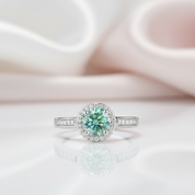 1.0 ct Round Halo Green Diamond Adjustable Engagement Ring-Black Diamonds New York