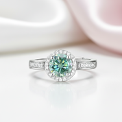 1.0 ct Round Halo Green Diamond Option Adjustable Engagement Ring-Black Diamonds New York