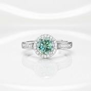 1.0 ct Round Halo Green Diamond Option Adjustable Engagement Ring-Black Diamonds New York