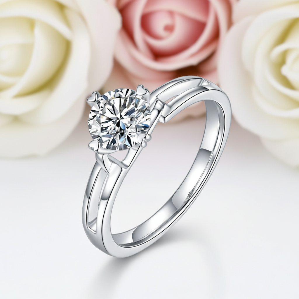 1.0 ct Round Diamond Engagement Ring-Black Diamonds New York