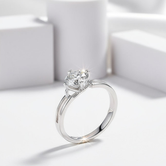 1.0 ct Round Diamond Engagement Ring-Black Diamonds New York