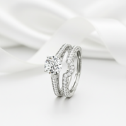 1.0 ct White Gold Round Cut Diamond Option Engagement Ring Set-Black Diamonds New York