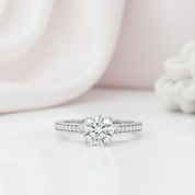 1.0 ct White Gold Round Cut Diamond Option Engagement Ring Set-Black Diamonds New York