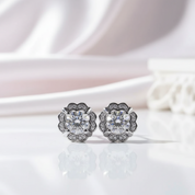 1.0 Ctw Diamond Option Flower Stud Earrings-Black Diamonds New York