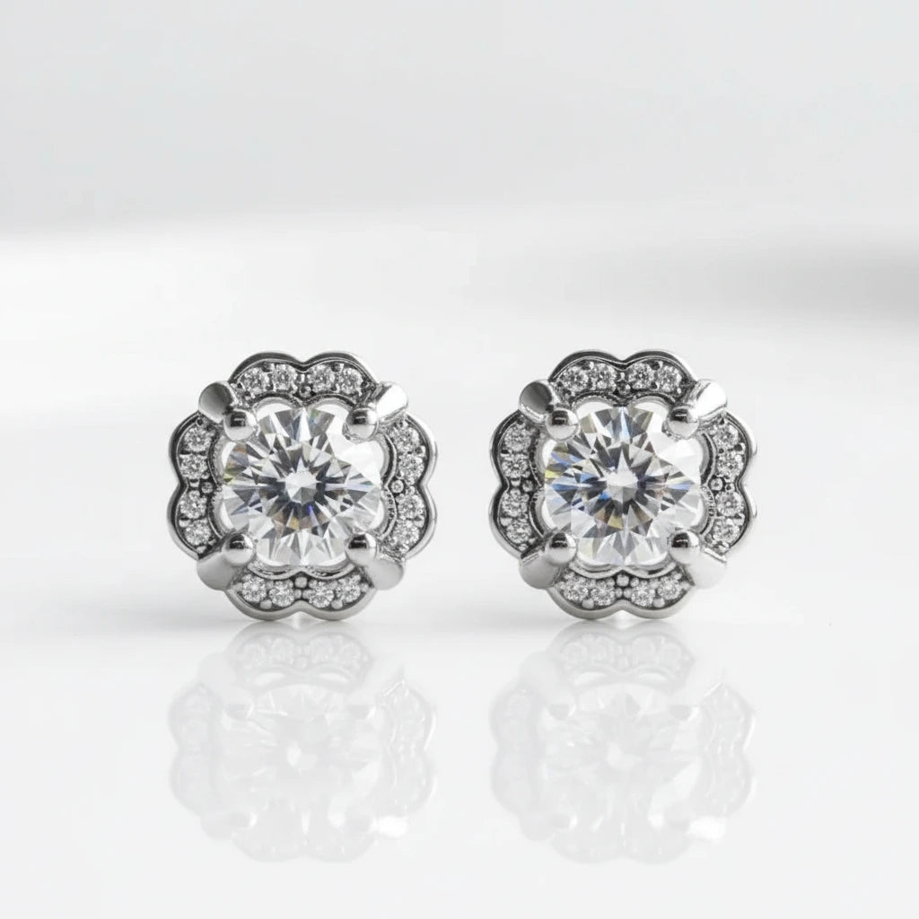 1.0 Ctw Diamond Option Flower Stud Earrings-Black Diamonds New York