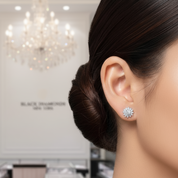 1.0 Ctw Diamond Sunflower Stud Earrings-Black Diamonds New York