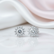 1.0 Ctw Diamond Sunflower Stud Earrings-Black Diamonds New York