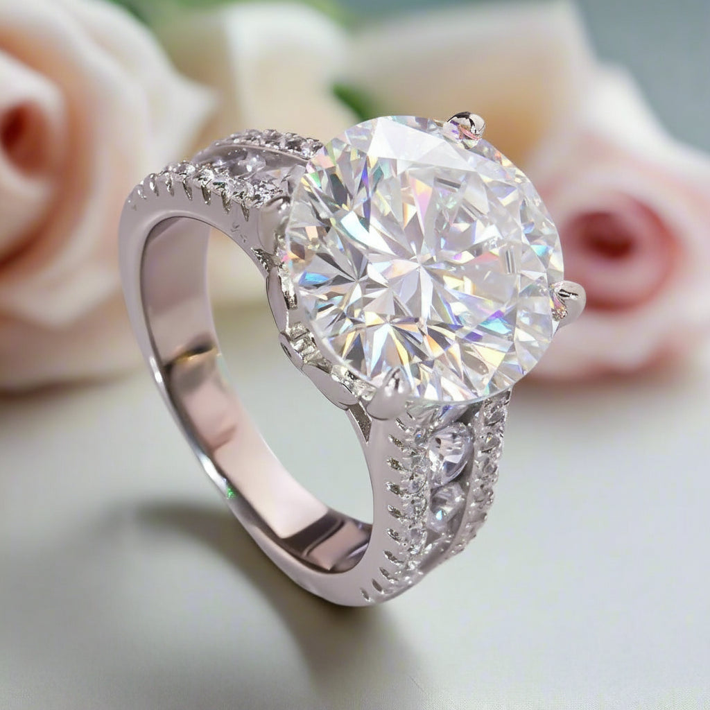 10.0 Ct Round Cut Diamond Engagement Ring-Black Diamonds New York