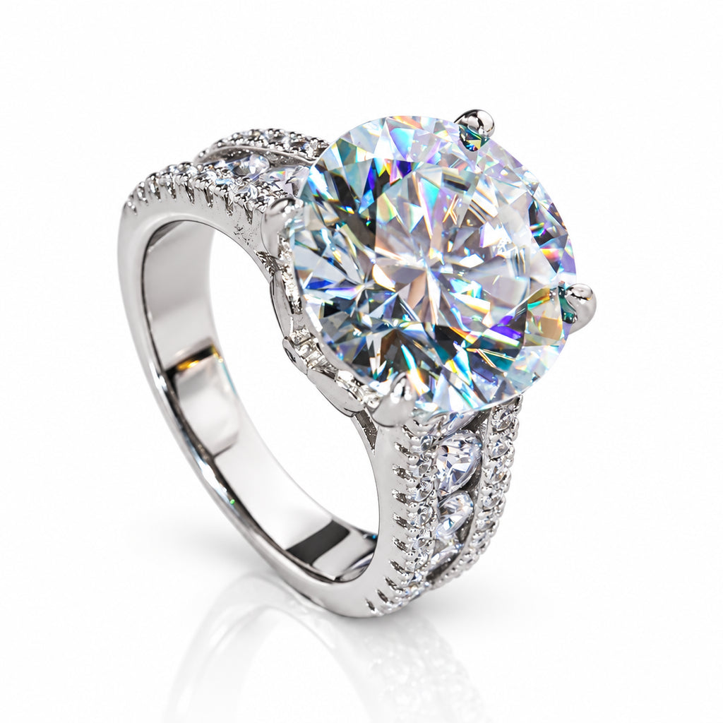 10.0 Ct Round Cut Diamond Option Engagement Ring-Black Diamonds New York