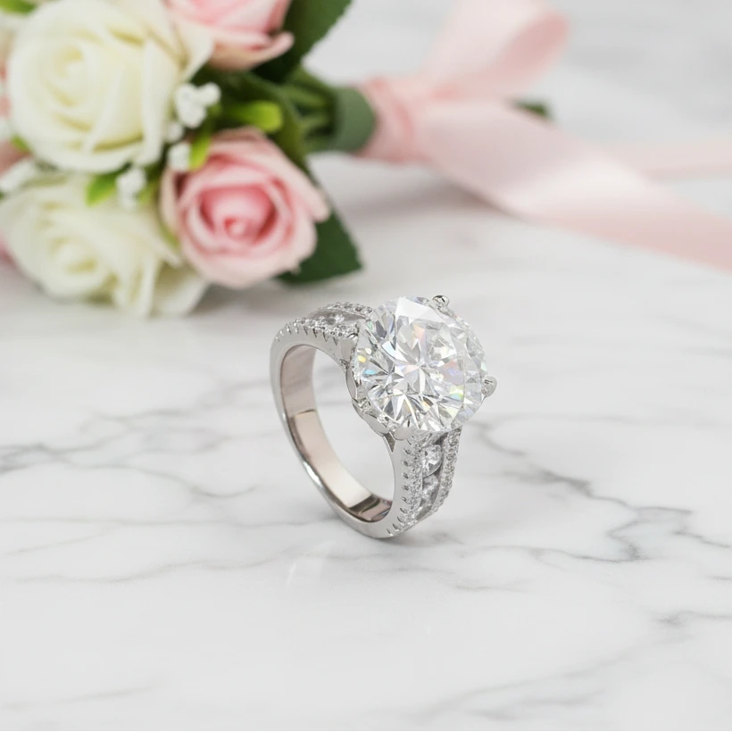 10.0 Ct Round Cut Diamond Option Engagement Ring-Black Diamonds New York