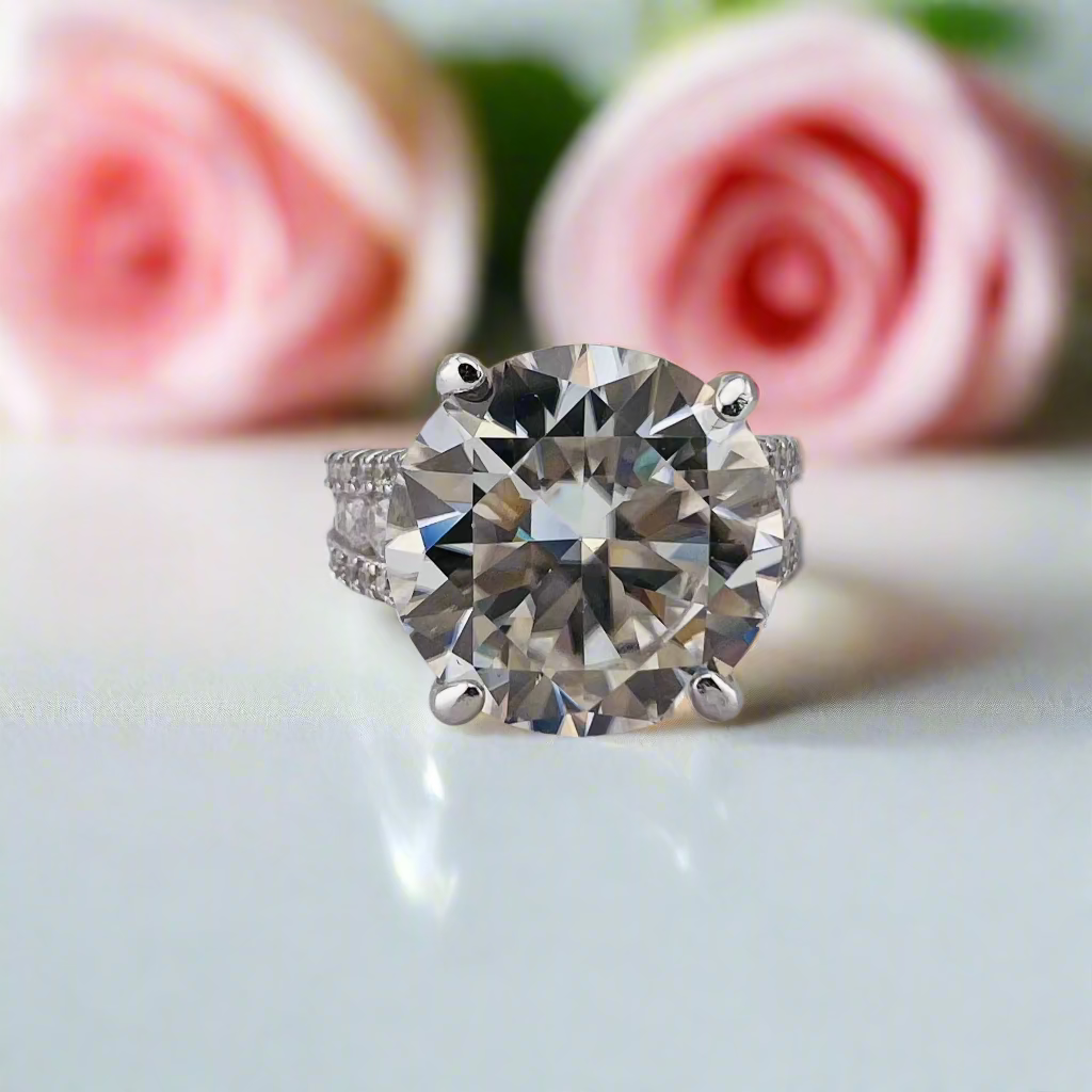 10.0 Ct Round Cut Diamond Engagement Ring-Black Diamonds New York