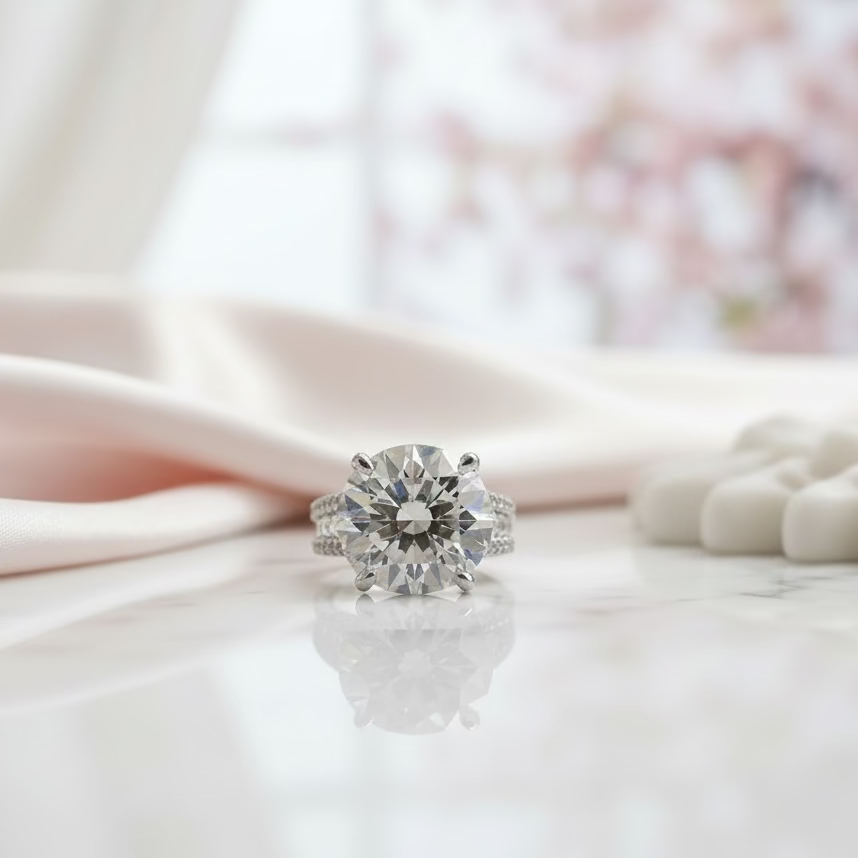 10.0 Ct Round Cut Diamond Option Engagement Ring-Black Diamonds New York