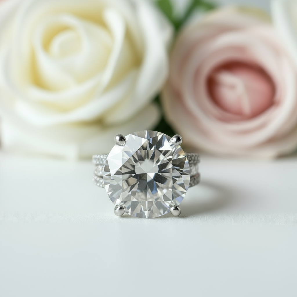 10.0 Ct Round Cut Diamond Engagement Ring-Black Diamonds New York