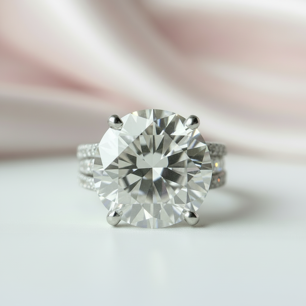 10.0 Ct Round Cut Diamond Option Engagement Ring-Black Diamonds New York