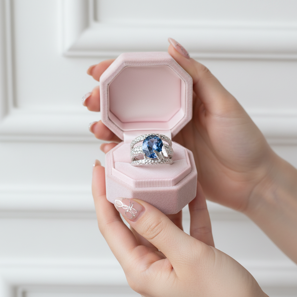 10*12mm Oval Gemstones Handmade Ring-Black Diamonds New York