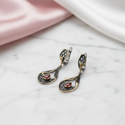 1.05Ct Garnet Handmade Hollow Drop Earrings-Black Diamonds New York