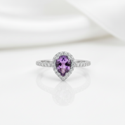 1.08Ct Amethyst Purple Engagement Ring-Black Diamonds New York
