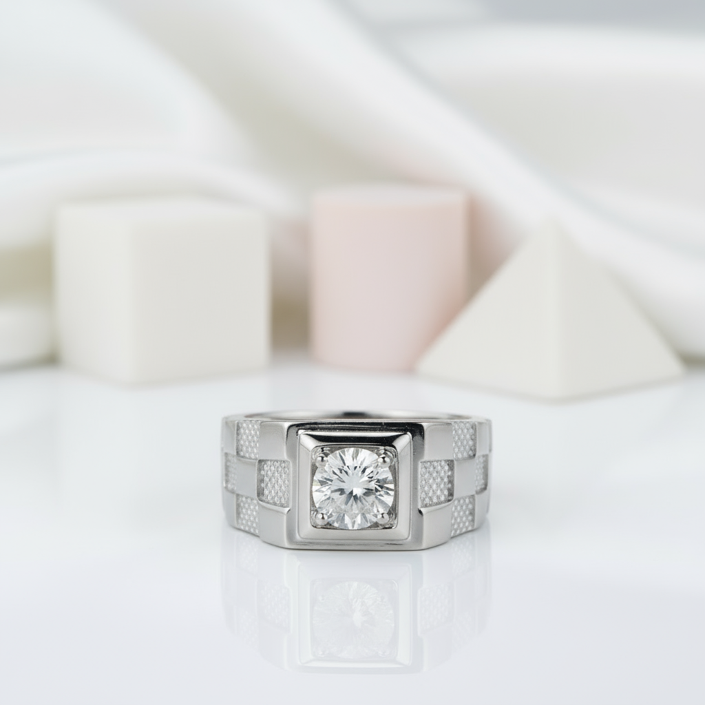 1.0Ct 6.5mm D Color Diamond Men's Ring-Black Diamonds New York