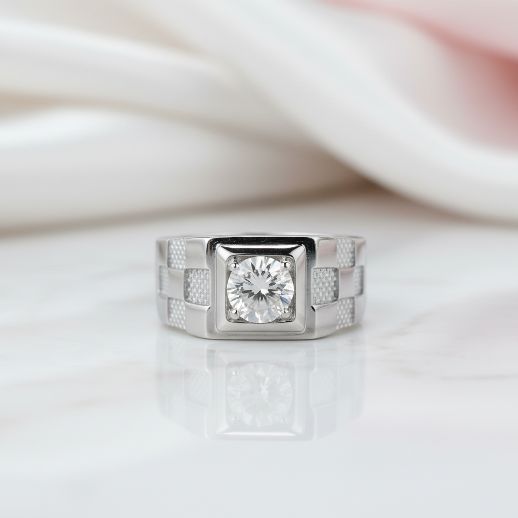 1.0Ct 6.5mm D Color Diamond Option Men's Ring-Black Diamonds New York