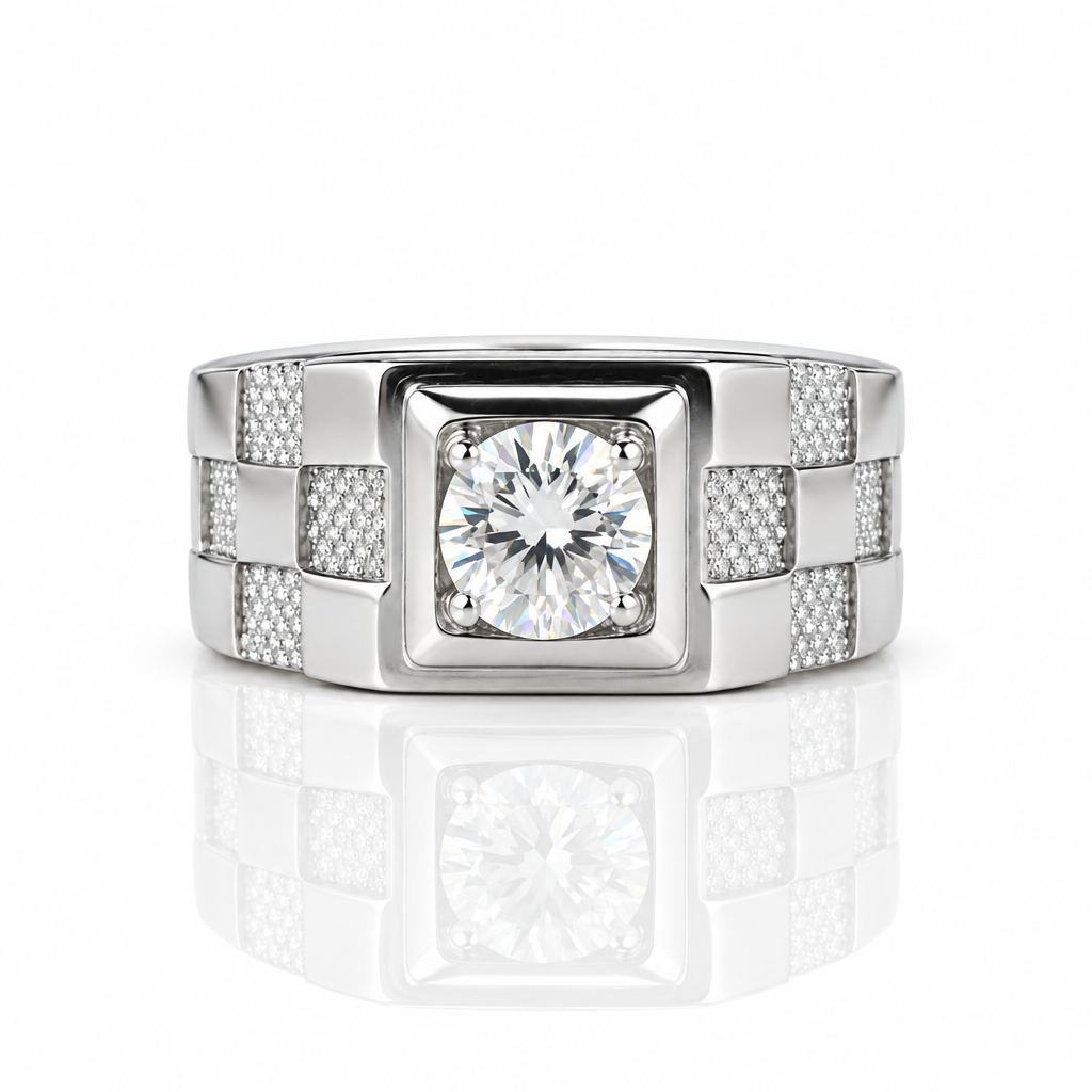 1.0Ct 6.5mm D Color Diamond Option Men's Ring-Black Diamonds New York