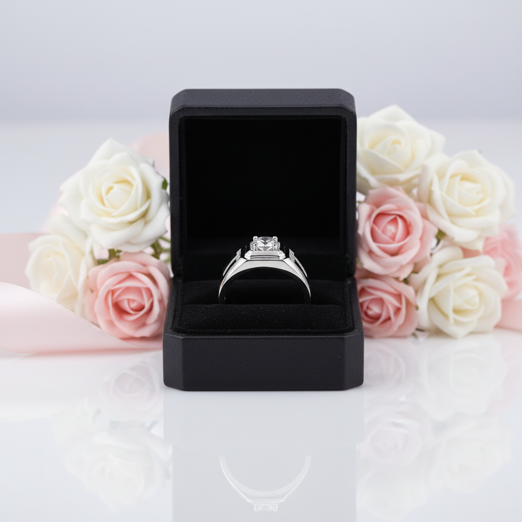 1.0Ct 6.5mm D Color Diamond Option Men's Ring-Black Diamonds New York