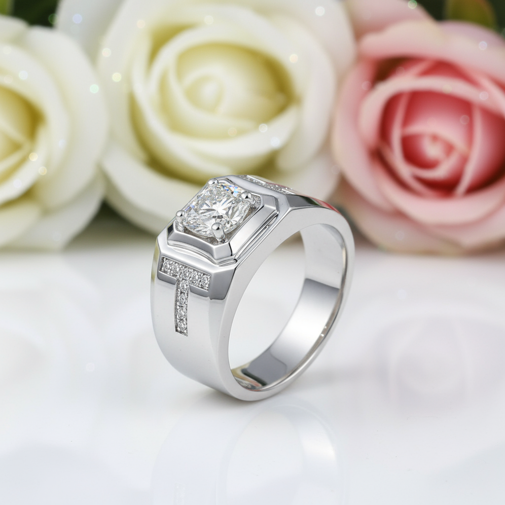 1.0Ct 6.5mm D Color Diamond Men's Ring-Black Diamonds New York