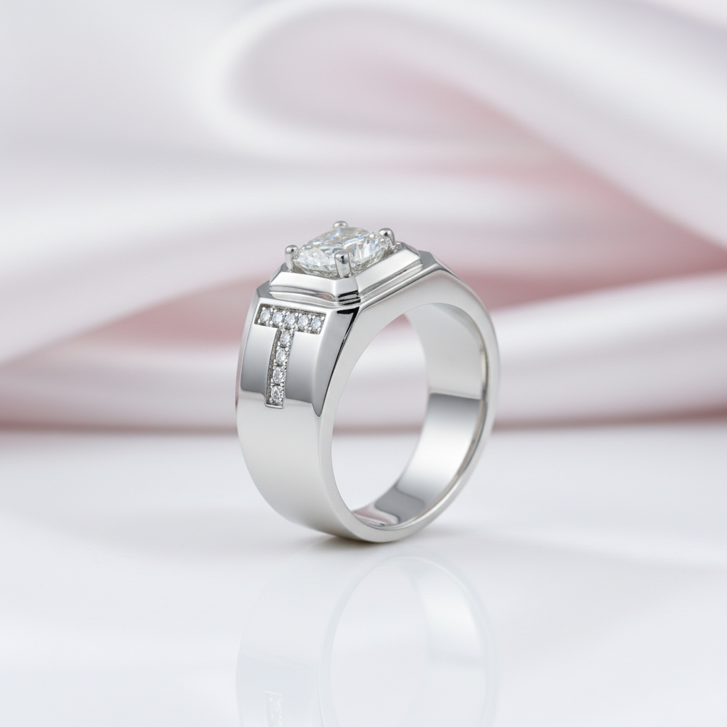 1.0Ct 6.5mm D Color Diamond Option Men's Ring-Black Diamonds New York