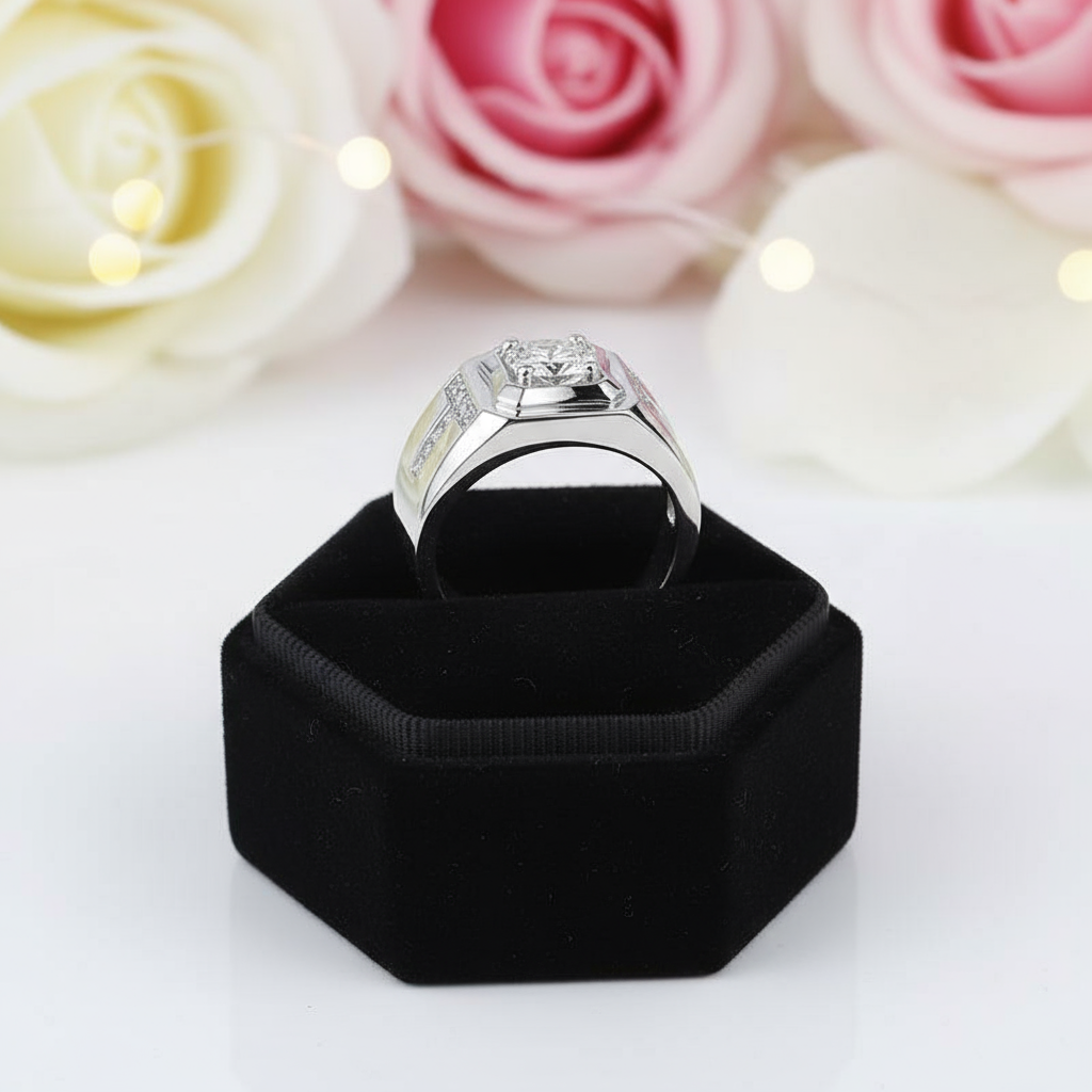 1.0Ct 6.5mm D Color Diamond Men's Ring-Black Diamonds New York