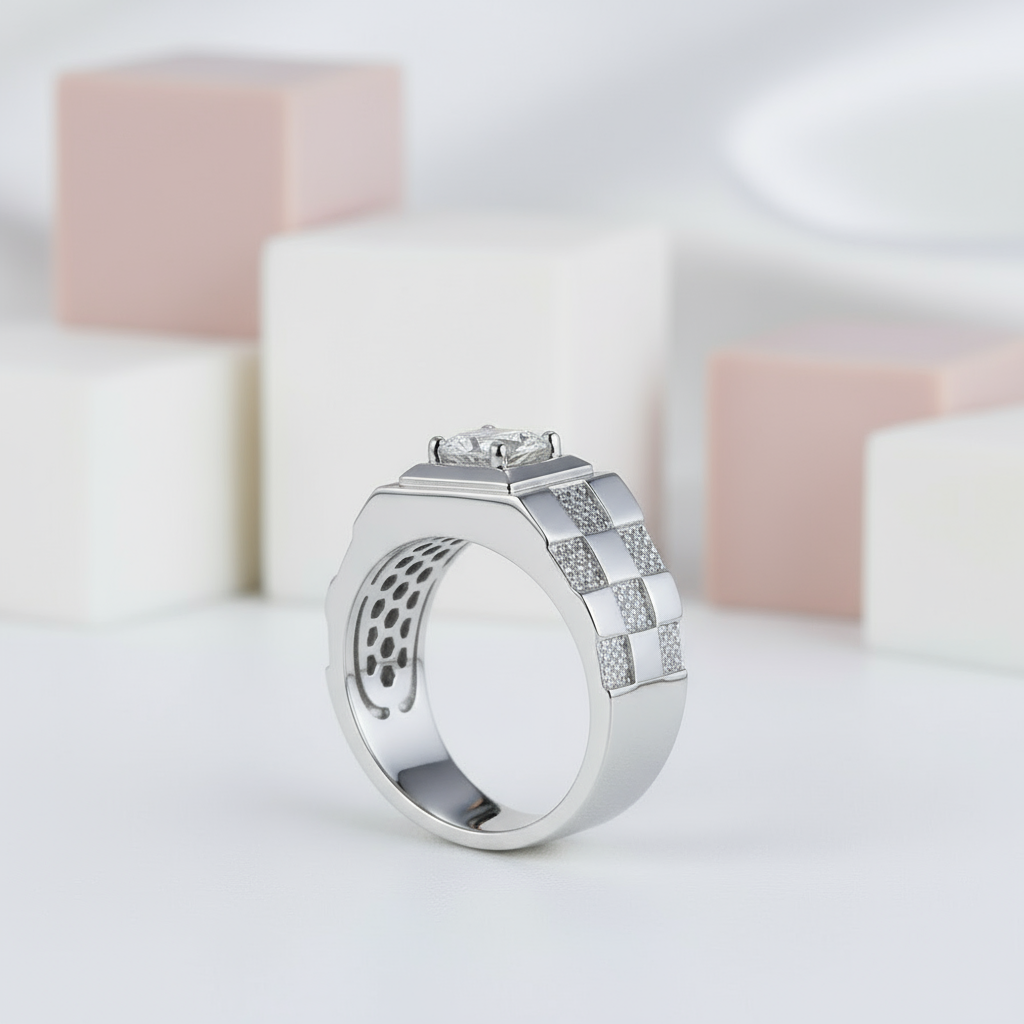 1.0Ct 6.5mm D Color Diamond Men's Ring-Black Diamonds New York