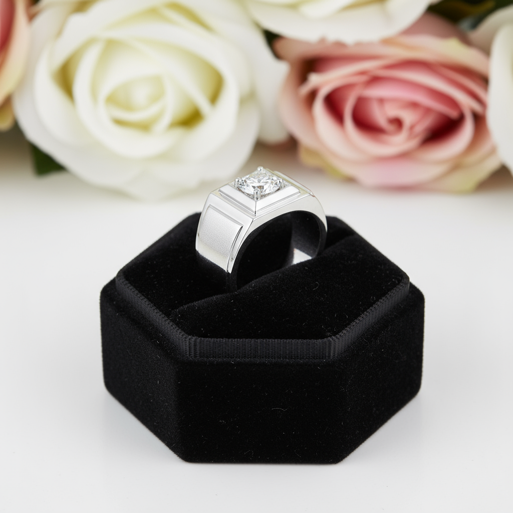 1.0Ct 6.5mm D Color Diamond Ring for Men-Black Diamonds New York