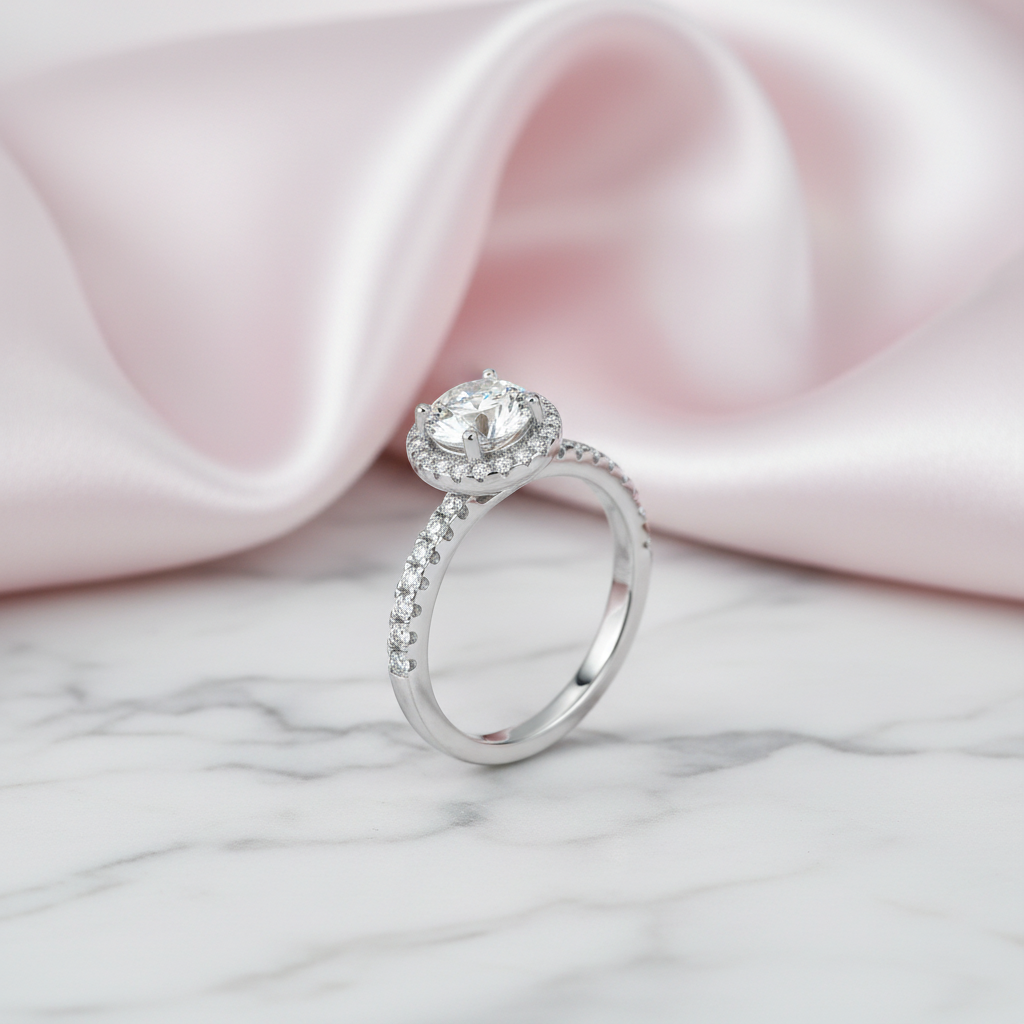 1.0Ct Halo Diamond Option Engagement Ring-Black Diamonds New York