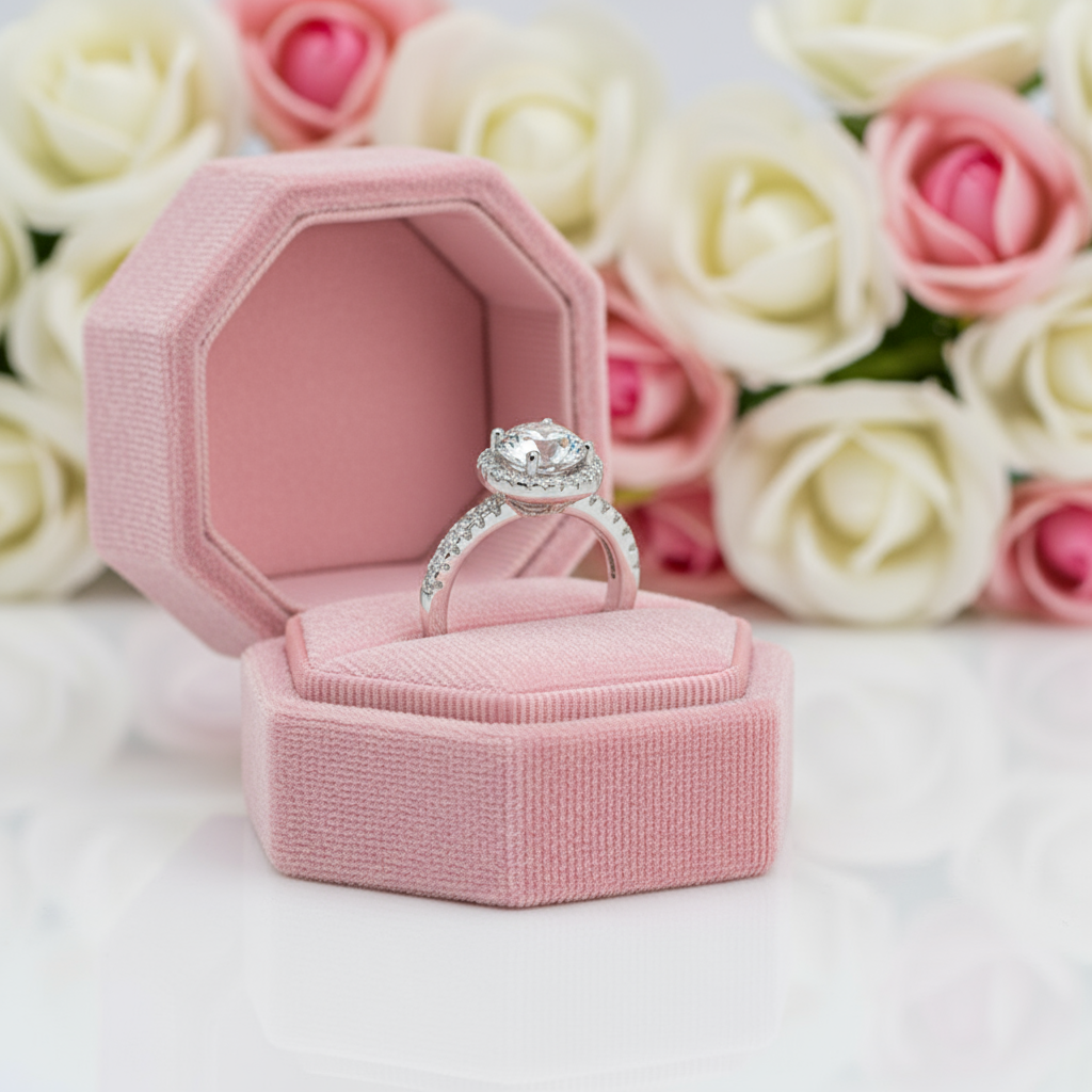 1.0Ct Halo Diamond Option Engagement Ring-Black Diamonds New York