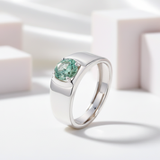 1.0Ct 6.5mm Green Color Diamond Adjustable Men's Ring-Black Diamonds New York