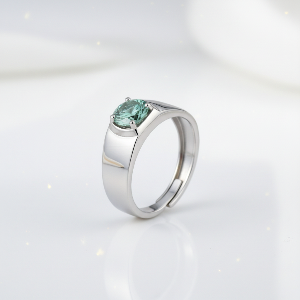 1.0Ct 6.5mm Green Color Diamond Option Adjustable Men's Ring-Black Diamonds New York