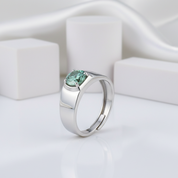 1.0Ct 6.5mm Green Color Diamond Adjustable Men's Ring-Black Diamonds New York