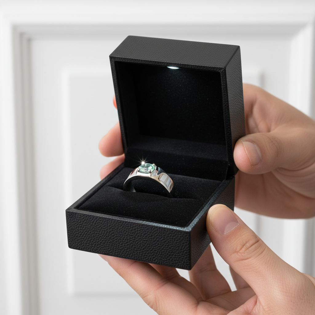 1.0Ct 6.5mm Green Color Diamond Option Adjustable Men's Ring-Black Diamonds New York
