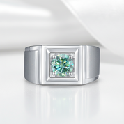 1.0Ct 6.5mm Green Diamond Option Men's Ring-Black Diamonds New York