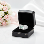 1.0Ct 6.5mm Green Diamond Option Men's Ring-Black Diamonds New York