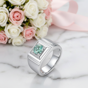 1.0Ct 6.5mm Green Diamond Option Men's Ring-Black Diamonds New York