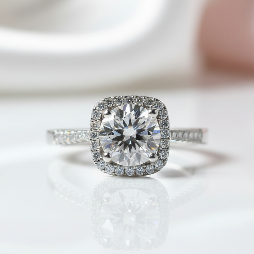 1.0Ct 6.5mm Diamond Option Engagement Ring-Black Diamonds New York